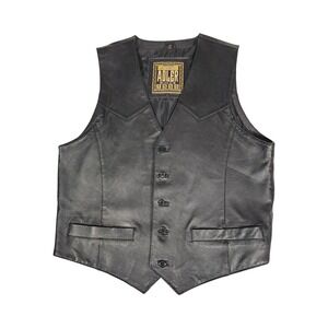 Adler Leather Vest Black Classic Western Style Mens Size L